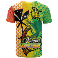 Hawaii Blue Marlin Fishing T Shirt Hawaiian Kanaka Kakau Reggae
