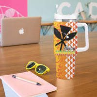 Hawaii Blue Marlin Fishing Tumbler With Handle Hawaiian Kanaka Kakau Reggae