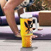Hawaii Blue Marlin Fishing Tumbler With Handle Hawaiian Kanaka Kakau Reggae