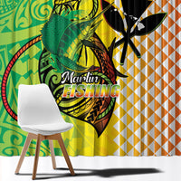 Hawaii Blue Marlin Fishing Window Curtain Hawaiian Kanaka Kakau Reggae