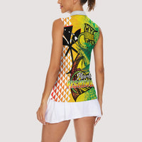 Hawaii Blue Marlin Fishing Women Sleeveless Polo Shirt Hawaiian Kanaka Kakau Reggae LT14 - Polynesian Pride