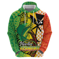 Hawaii Blue Marlin Fishing Zip Hoodie Hawaiian Kanaka Kakau Reggae