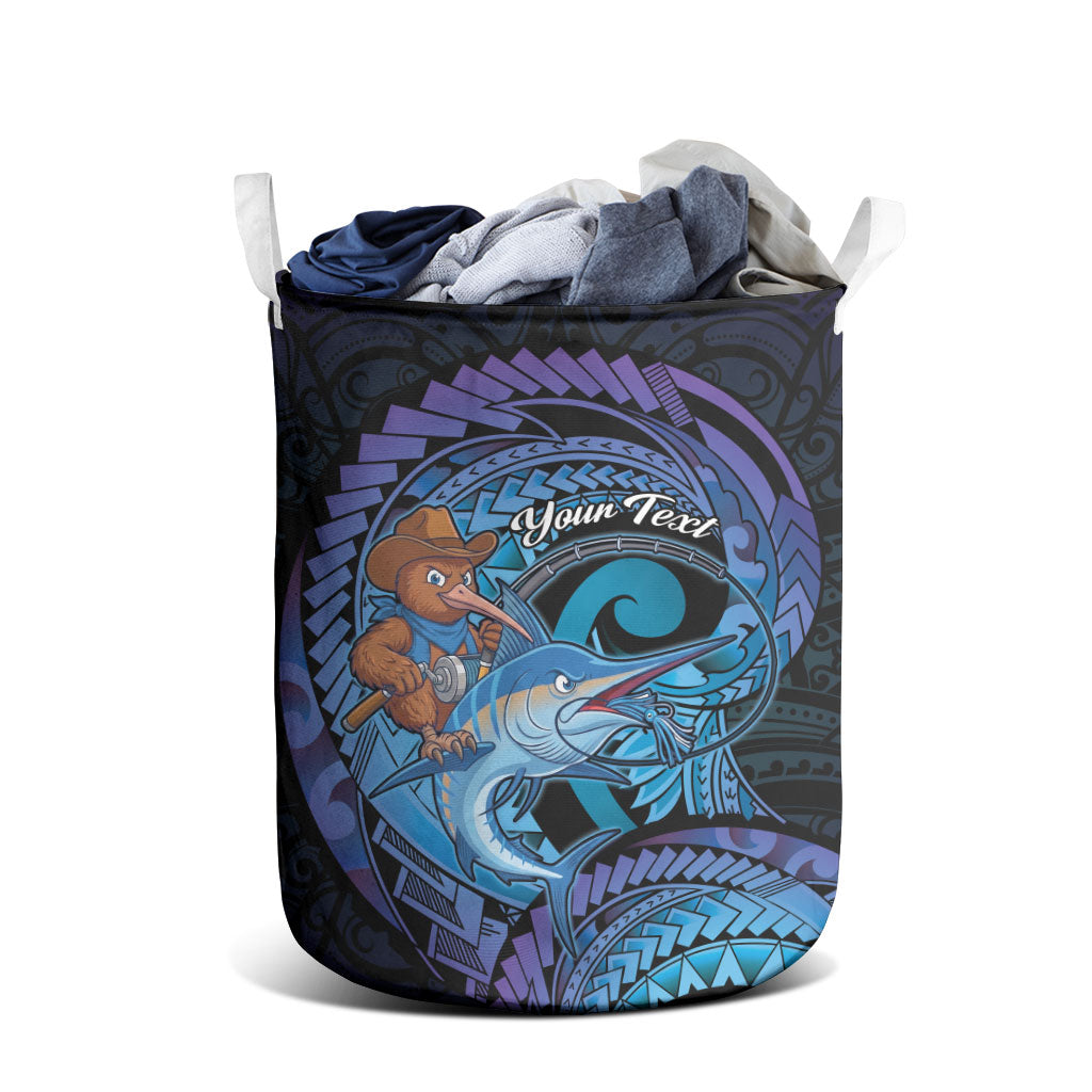 Personalised Blue Marlin Fishing New Zealand Laundry Basket NZ Kiwi Cowboy Born To Fish