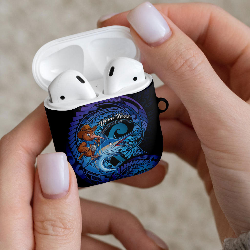 Personalised Blue Marlin Fishing New Zealand AirPods Case NZ Kiwi Cowboy Born To Fish LT14 - Polynesian Pride