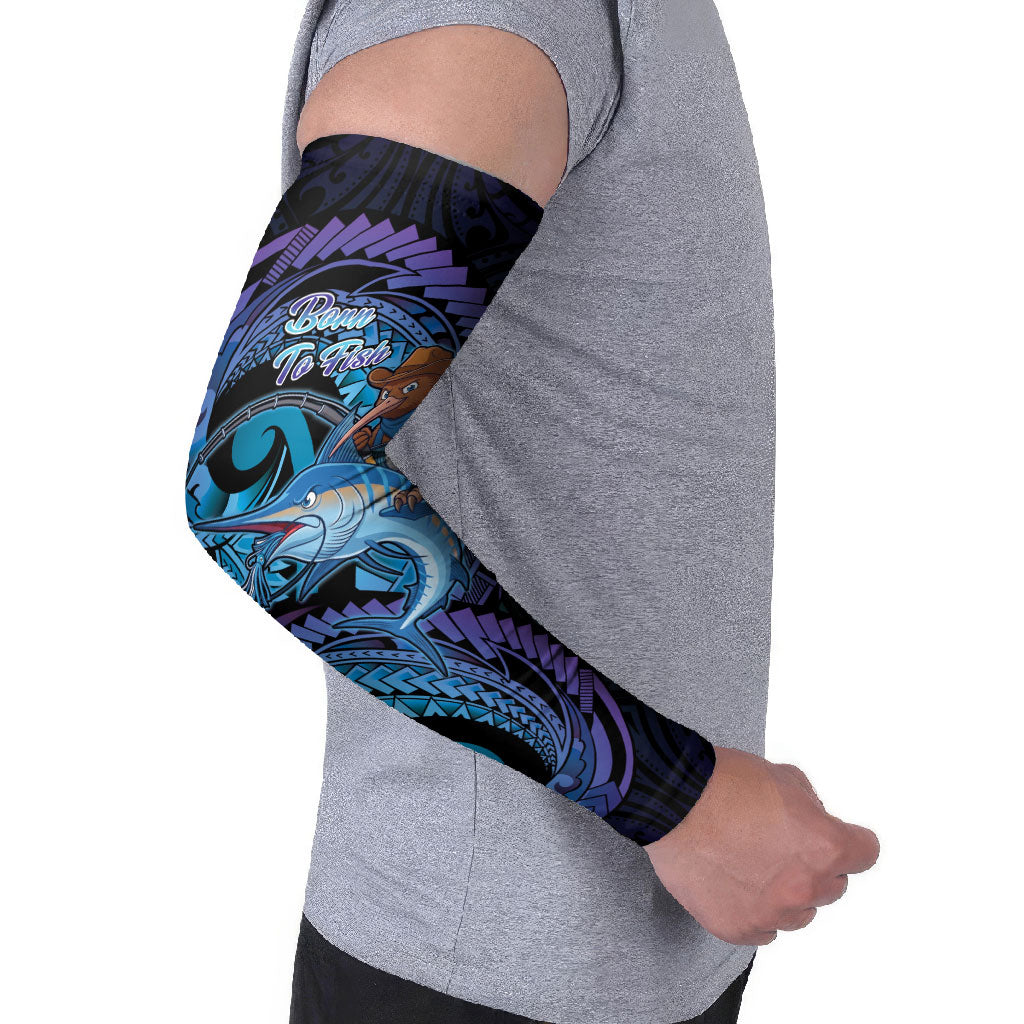Personalised Blue Marlin Fishing New Zealand Arm Sleeves NZ Kiwi Cowboy Born To Fish