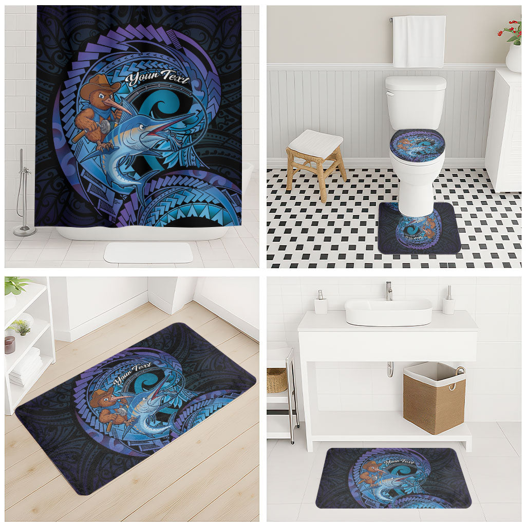 Personalised Blue Marlin Fishing New Zealand Bathroom Set NZ Kiwi Cowboy Born To Fish