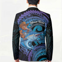 Personalised Blue Marlin Fishing New Zealand Blazer NZ Kiwi Cowboy Born To Fish