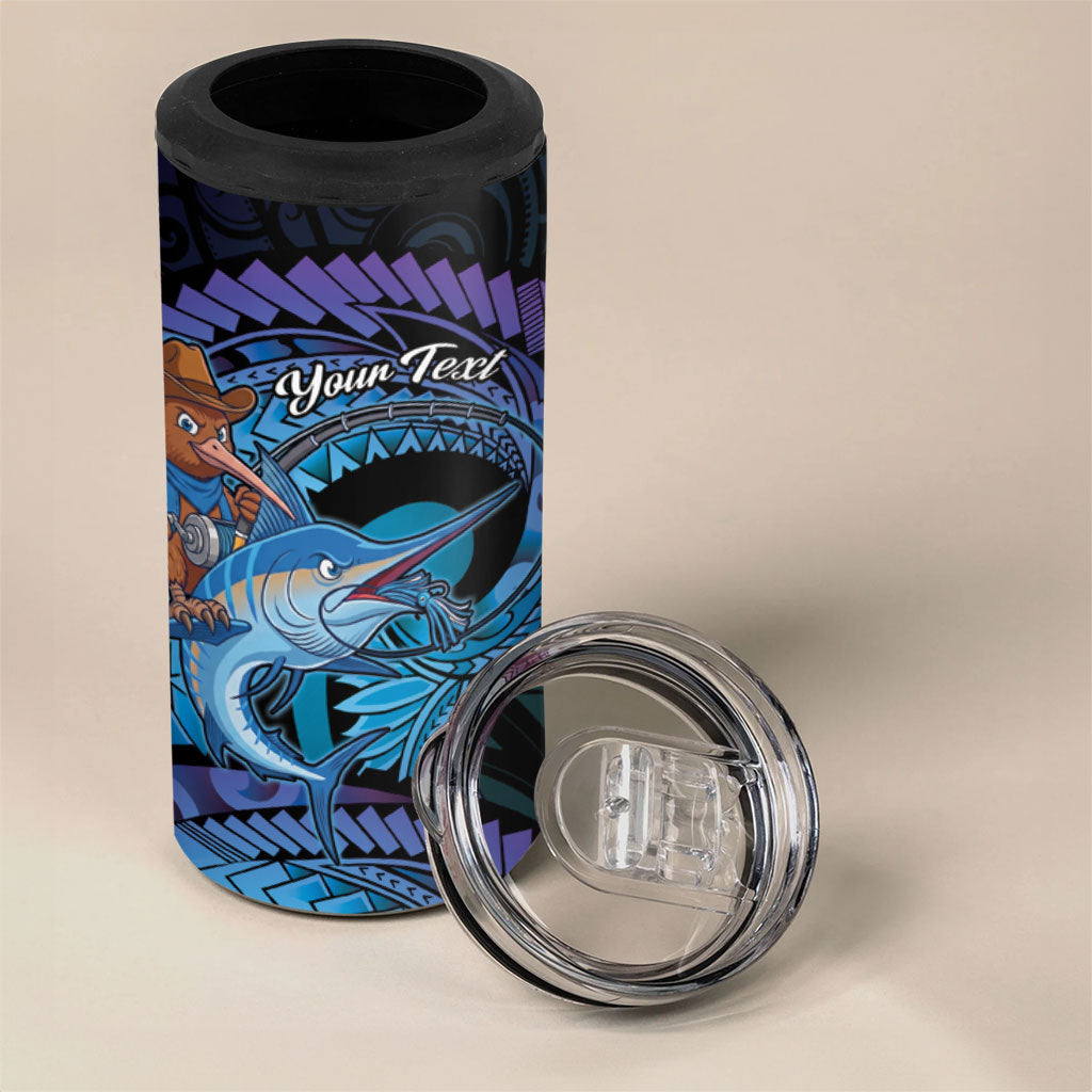 Personalised Blue Marlin Fishing New Zealand 4 in 1 Can Cooler Tumbler NZ Kiwi Cowboy Born To Fish LT14 - Polynesian Pride