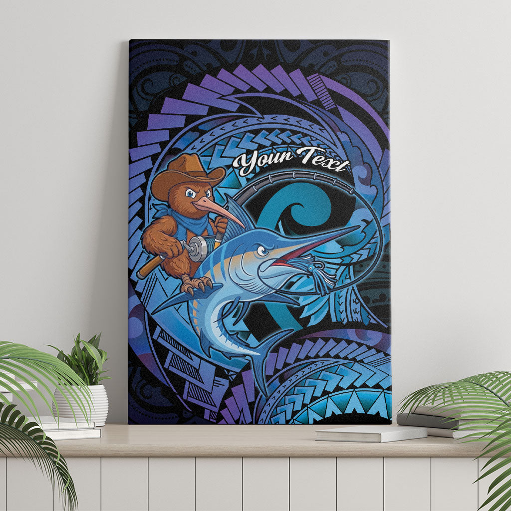 Personalised Blue Marlin Fishing New Zealand Canvas Wall Art NZ Kiwi Cowboy Born To Fish LT14 - Polynesian Pride
