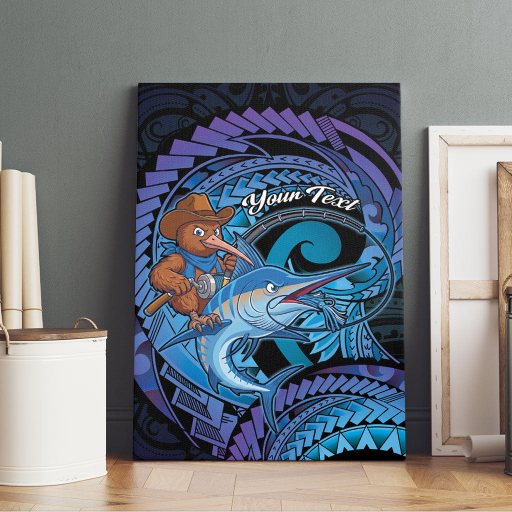 Personalised Blue Marlin Fishing New Zealand Canvas Wall Art NZ Kiwi Cowboy Born To Fish LT14 - Polynesian Pride