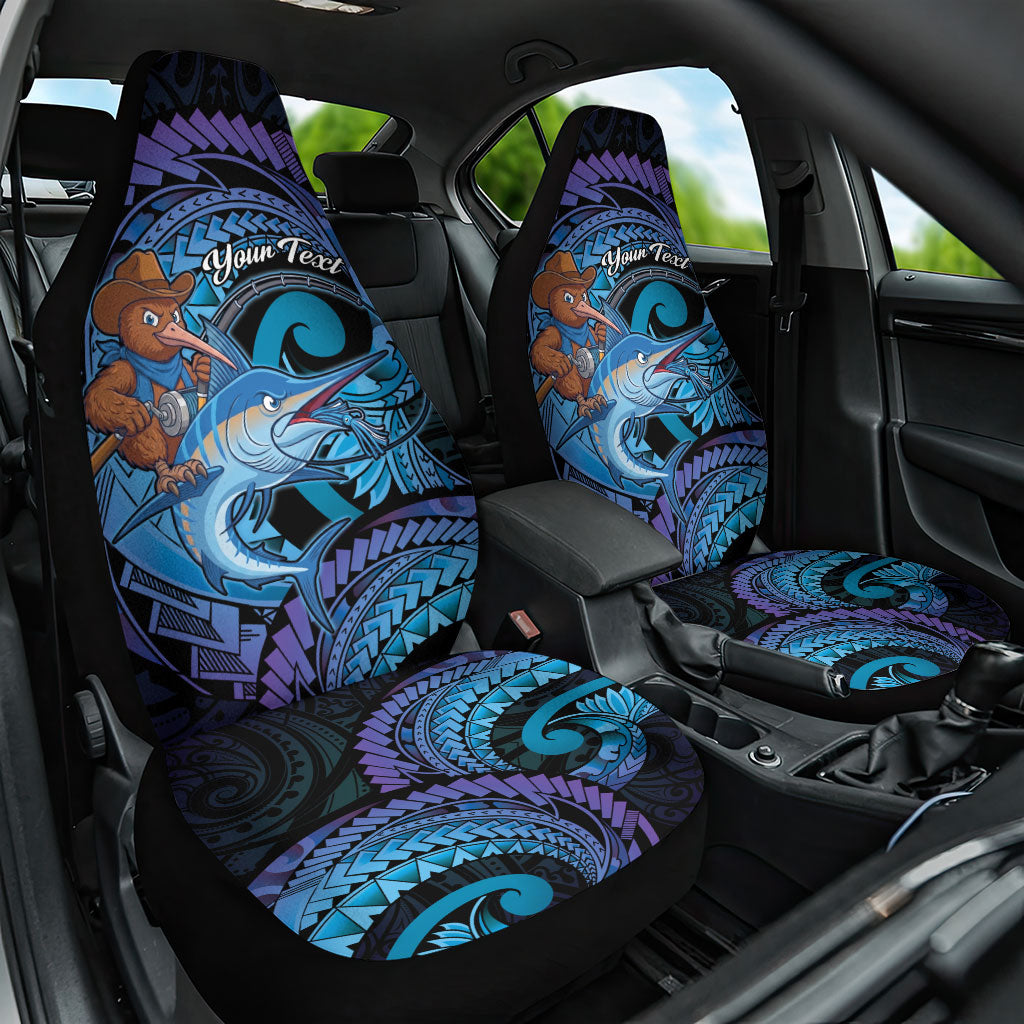 Personalised Blue Marlin Fishing New Zealand Car Seat Cover NZ Kiwi Cowboy Born To Fish LT14 One Size Purple - Polynesian Pride
