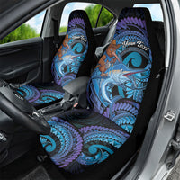 Personalised Blue Marlin Fishing New Zealand Car Seat Cover NZ Kiwi Cowboy Born To Fish LT14 - Polynesian Pride