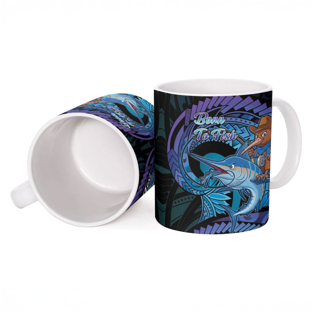 Personalised Blue Marlin Fishing New Zealand Ceramic Mug NZ Kiwi Cowboy Born To Fish