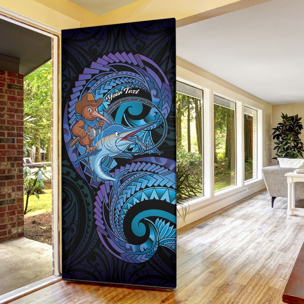 Personalised Blue Marlin Fishing New Zealand Door Cover NZ Kiwi Cowboy Born To Fish LT14 - Polynesian Pride