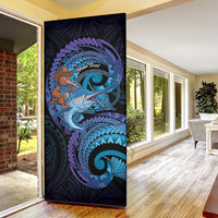 Personalised Blue Marlin Fishing New Zealand Door Cover NZ Kiwi Cowboy Born To Fish LT14 - Polynesian Pride