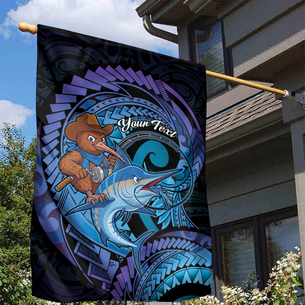 Personalised Blue Marlin Fishing New Zealand Garden Flag NZ Kiwi Cowboy Born To Fish LT14 - Polynesian Pride