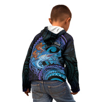 Personalised Blue Marlin Fishing New Zealand Kid Hoodie NZ Kiwi Cowboy Born To Fish LT14 - Polynesian Pride