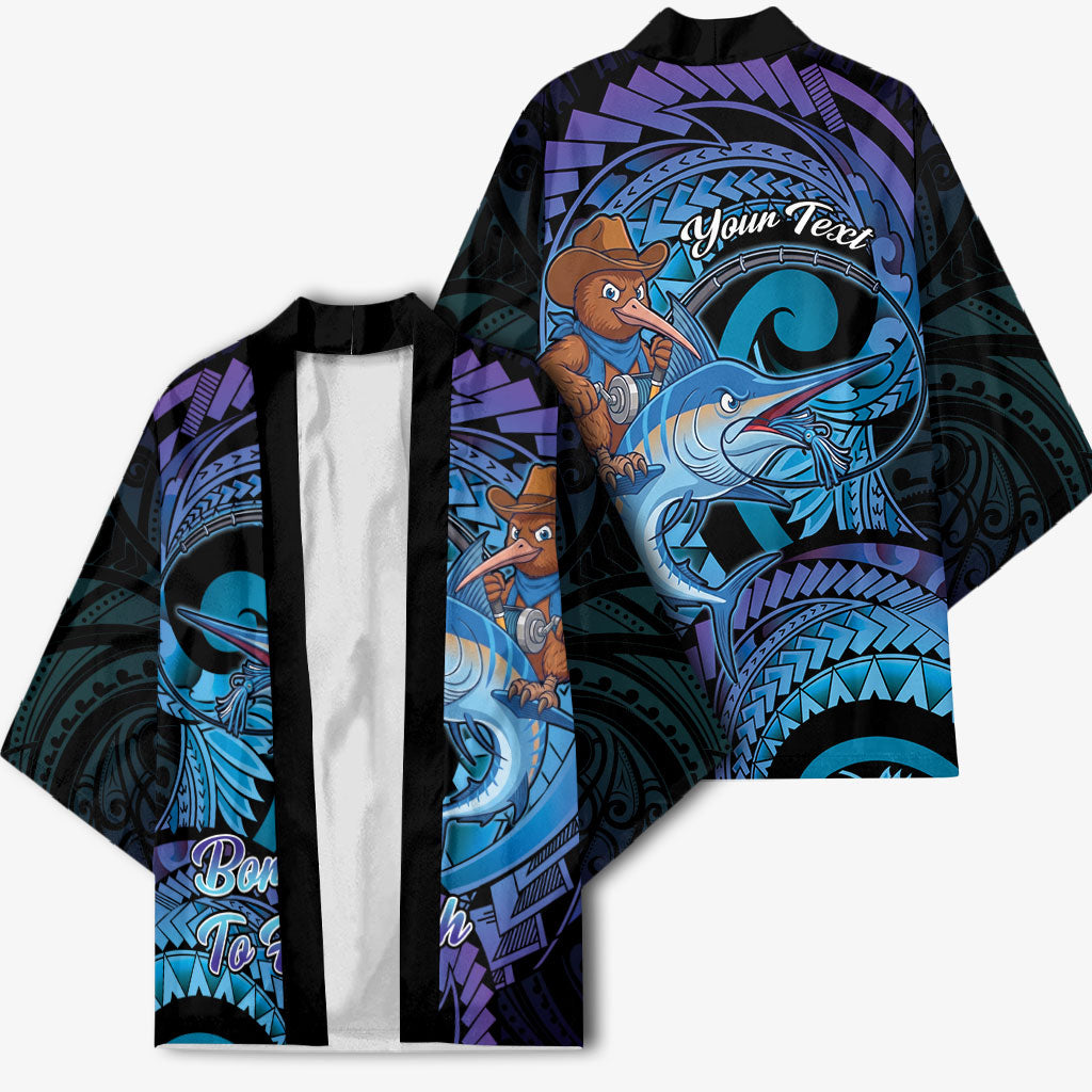 Personalised Blue Marlin Fishing New Zealand Kimono NZ Kiwi Cowboy Born To Fish