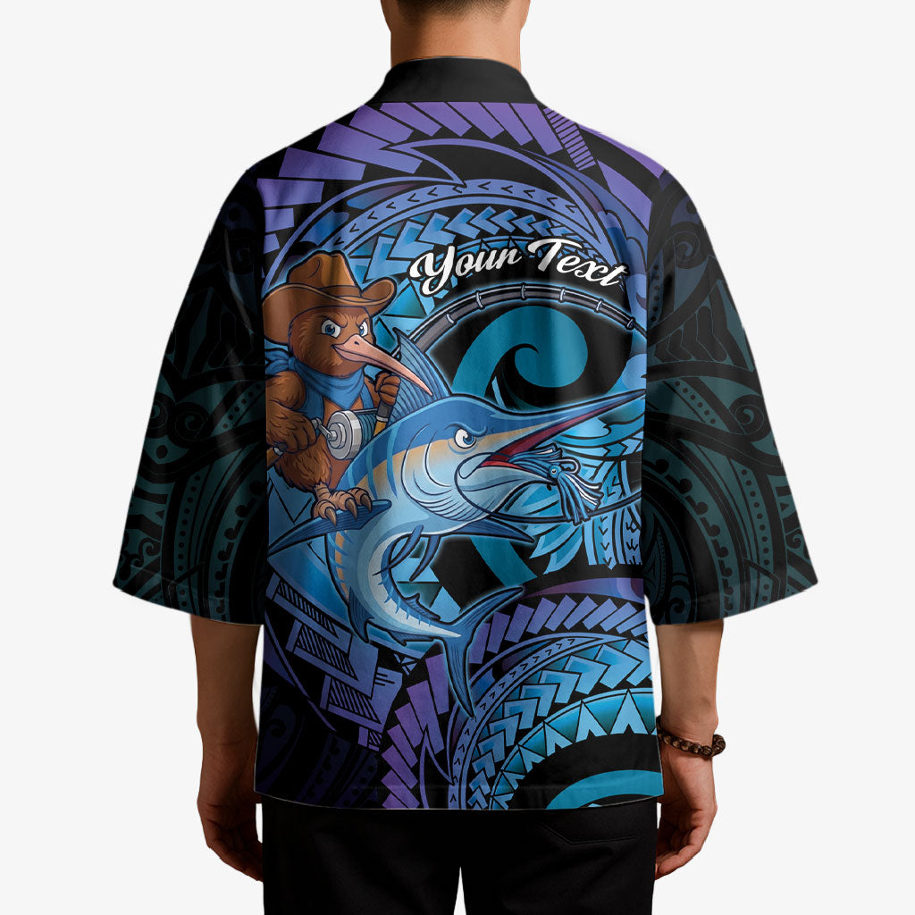 Personalised Blue Marlin Fishing New Zealand Kimono NZ Kiwi Cowboy Born To Fish