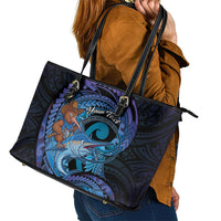 Personalised Blue Marlin Fishing New Zealand Leather Tote Bag NZ Kiwi Cowboy Born To Fish LT14 - Polynesian Pride