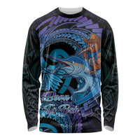 Personalised Blue Marlin Fishing New Zealand Long Sleeve Shirt NZ Kiwi Cowboy Born To Fish LT14 Unisex Purple - Polynesian Pride