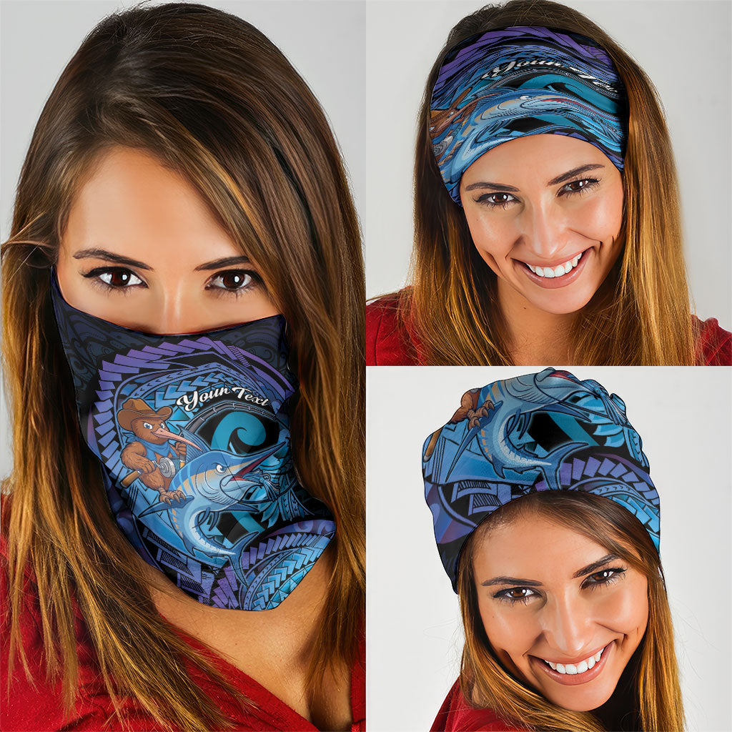 Personalised Blue Marlin Fishing New Zealand Neck Gaiter NZ Kiwi Cowboy Born To Fish