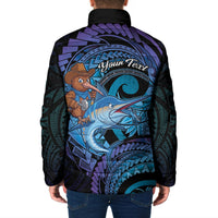 Personalised Blue Marlin Fishing New Zealand Padded Jacket NZ Kiwi Cowboy Born To Fish