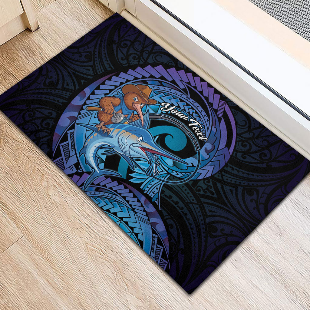 Personalised Blue Marlin Fishing New Zealand Rubber Doormat NZ Kiwi Cowboy Born To Fish