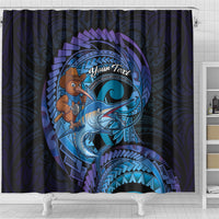 Personalised Blue Marlin Fishing New Zealand Shower Curtain NZ Kiwi Cowboy Born To Fish LT14 - Polynesian Pride
