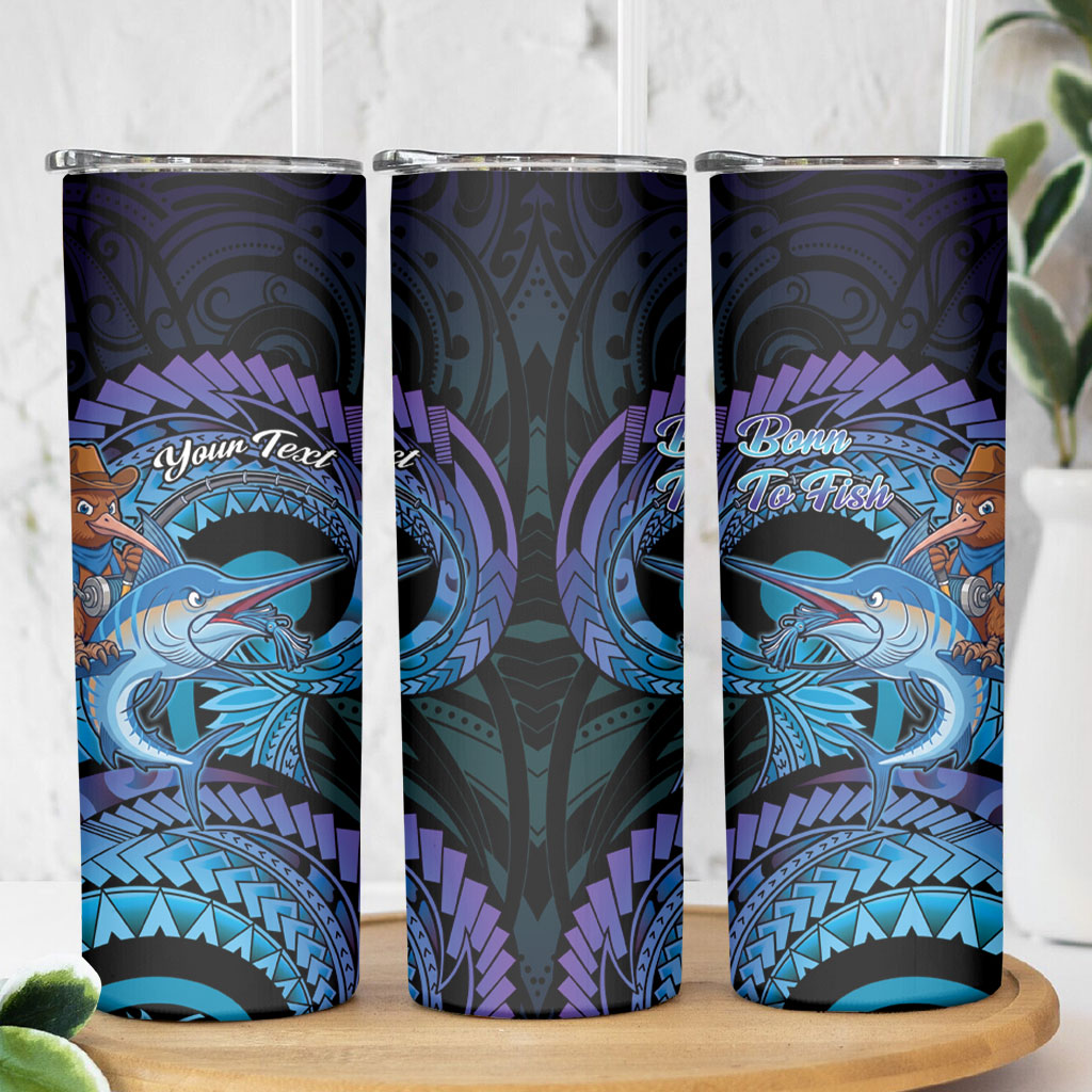 Personalised Blue Marlin Fishing New Zealand Skinny Tumbler NZ Kiwi Cowboy Born To Fish LT14 - Polynesian Pride