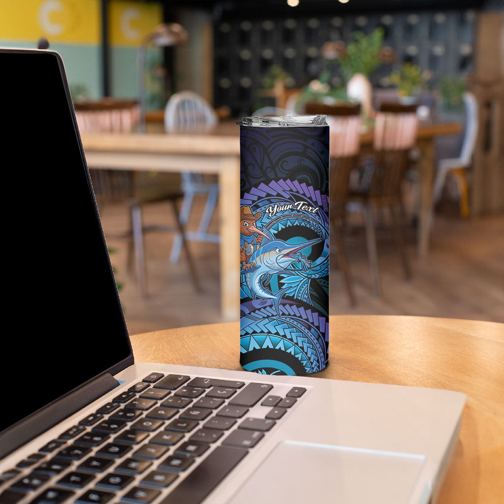 Personalised Blue Marlin Fishing New Zealand Skinny Tumbler NZ Kiwi Cowboy Born To Fish LT14 - Polynesian Pride