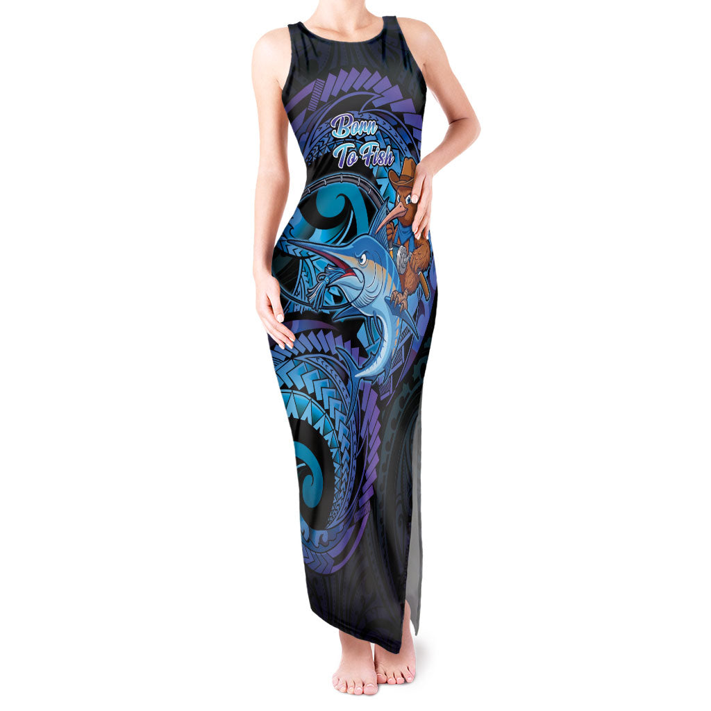 Personalised Blue Marlin Fishing New Zealand Tank Maxi Dress NZ Kiwi Cowboy Born To Fish