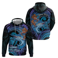 Personalised Blue Marlin Fishing New Zealand Zip Hoodie NZ Kiwi Cowboy Born To Fish LT14 - Polynesian Pride