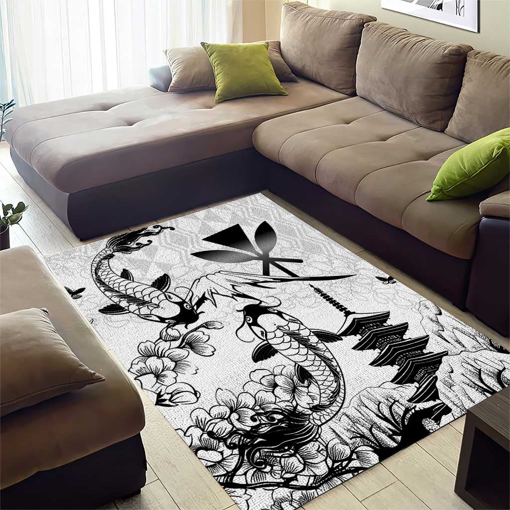 Japan And Hawaii Area Rug Sakura Koi Fish Hawaiian Lei Kanaka - Polynesian Pride