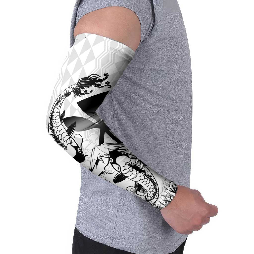 Japan And Hawaii Arm Sleeves Sakura Koi Fish Hawaiian Lei Kanaka - Polynesian Pride