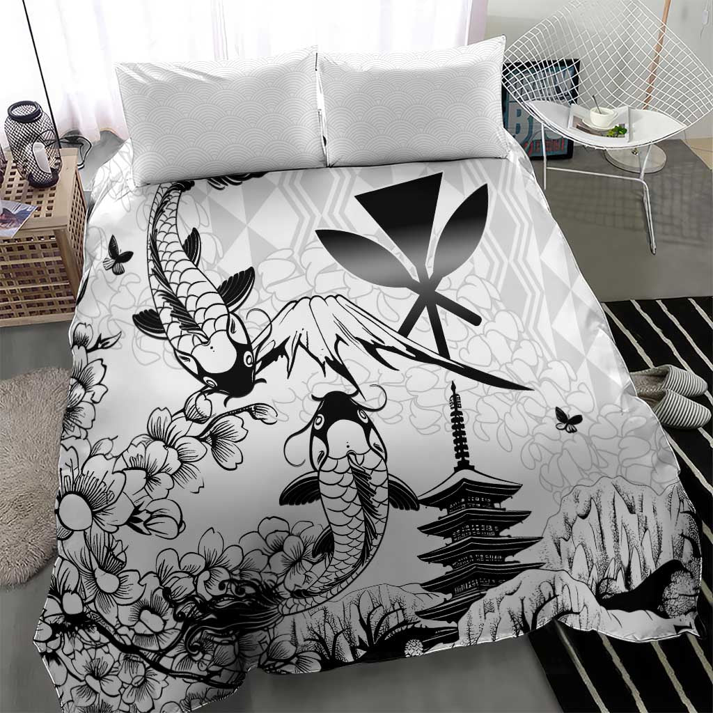 Japan And Hawaii Bedding Set Sakura Koi Fish Hawaiian Lei Kanaka - Polynesian Pride