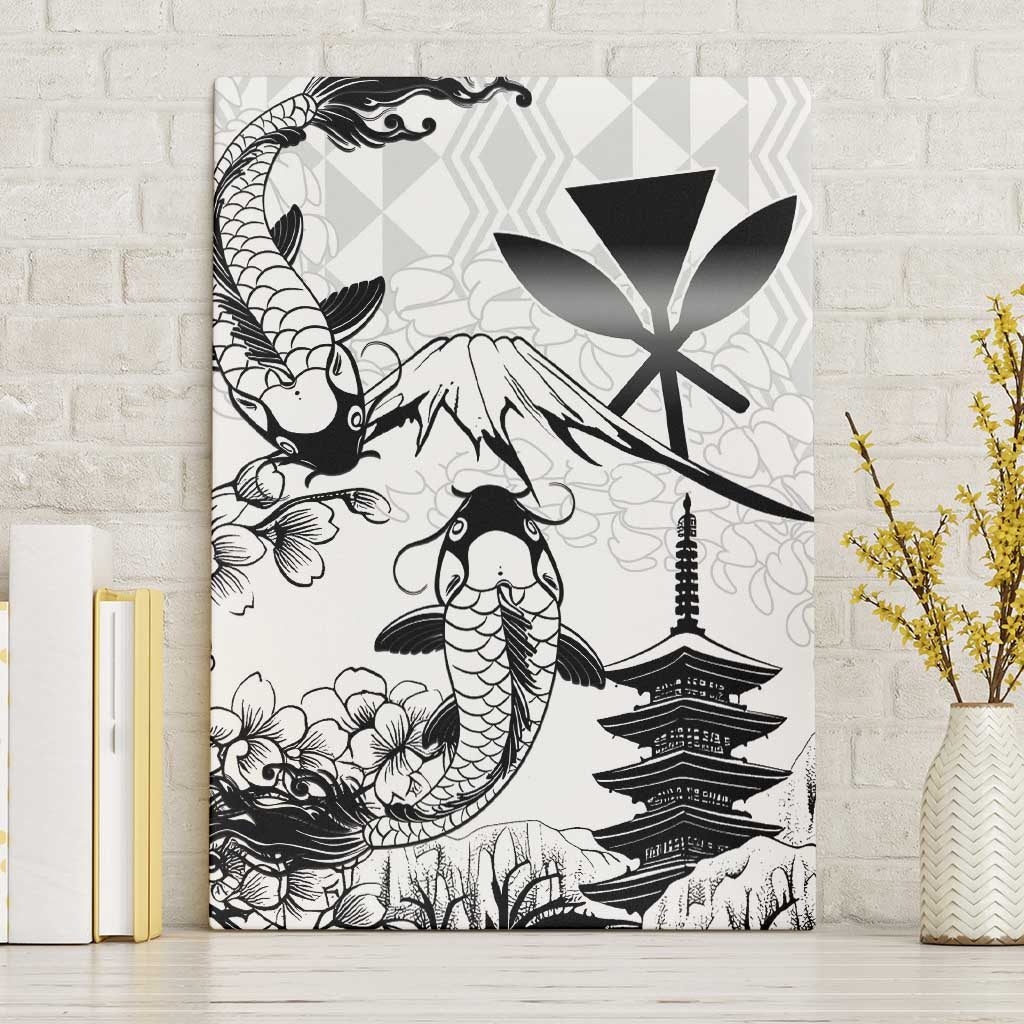 Japan And Hawaii Canvas Wall Art Sakura Koi Fish Hawaiian Lei Kanaka - Polynesian Pride