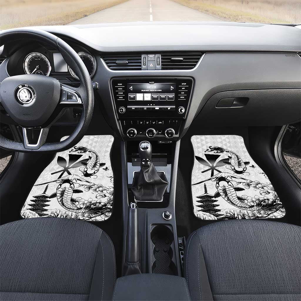 Japan And Hawaii Car Mats Sakura Koi Fish Hawaiian Lei Kanaka - Polynesian Pride