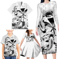 Japan And Hawaii Family Matching Long Sleeve Bodycon Dress and Hawaiian Shirt Sakura Koi Fish Hawaiian Lei Kanaka LT14 - Polynesian Pride