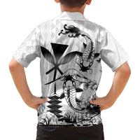 Japan And Hawaii Family Matching Off The Shoulder Long Sleeve Dress and Hawaiian Shirt Sakura Koi Fish Hawaiian Lei Kanaka LT14 - Polynesian Pride