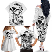 Japan And Hawaii Family Matching Off The Shoulder Long Sleeve Dress and Hawaiian Shirt Sakura Koi Fish Hawaiian Lei Kanaka LT14 - Polynesian Pride