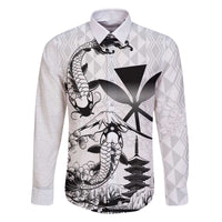 Japan And Hawaii Family Matching Off The Shoulder Long Sleeve Dress and Hawaiian Shirt Sakura Koi Fish Hawaiian Lei Kanaka LT14 Dad's Shirt - Long Sleeve White - Polynesian Pride
