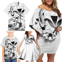 Japan And Hawaii Family Matching Off Shoulder Short Dress and Hawaiian Shirt Sakura Koi Fish Hawaiian Lei Kanaka LT14 - Polynesian Pride