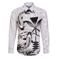 Japan And Hawaii Family Matching Puletasi and Hawaiian Shirt Sakura Koi Fish Hawaiian Lei Kanaka LT14 Dad's Shirt - Long Sleeve White - Polynesian Pride