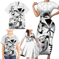 Japan And Hawaii Family Matching Short Sleeve Bodycon Dress and Hawaiian Shirt Sakura Koi Fish Hawaiian Lei Kanaka LT14 - Polynesian Pride