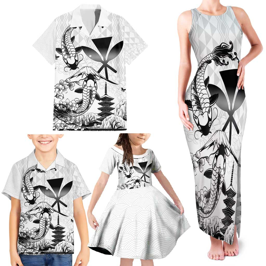 Japan And Hawaii Family Matching Tank Maxi Dress and Hawaiian Shirt Sakura Koi Fish Hawaiian Lei Kanaka LT14 - Polynesian Pride