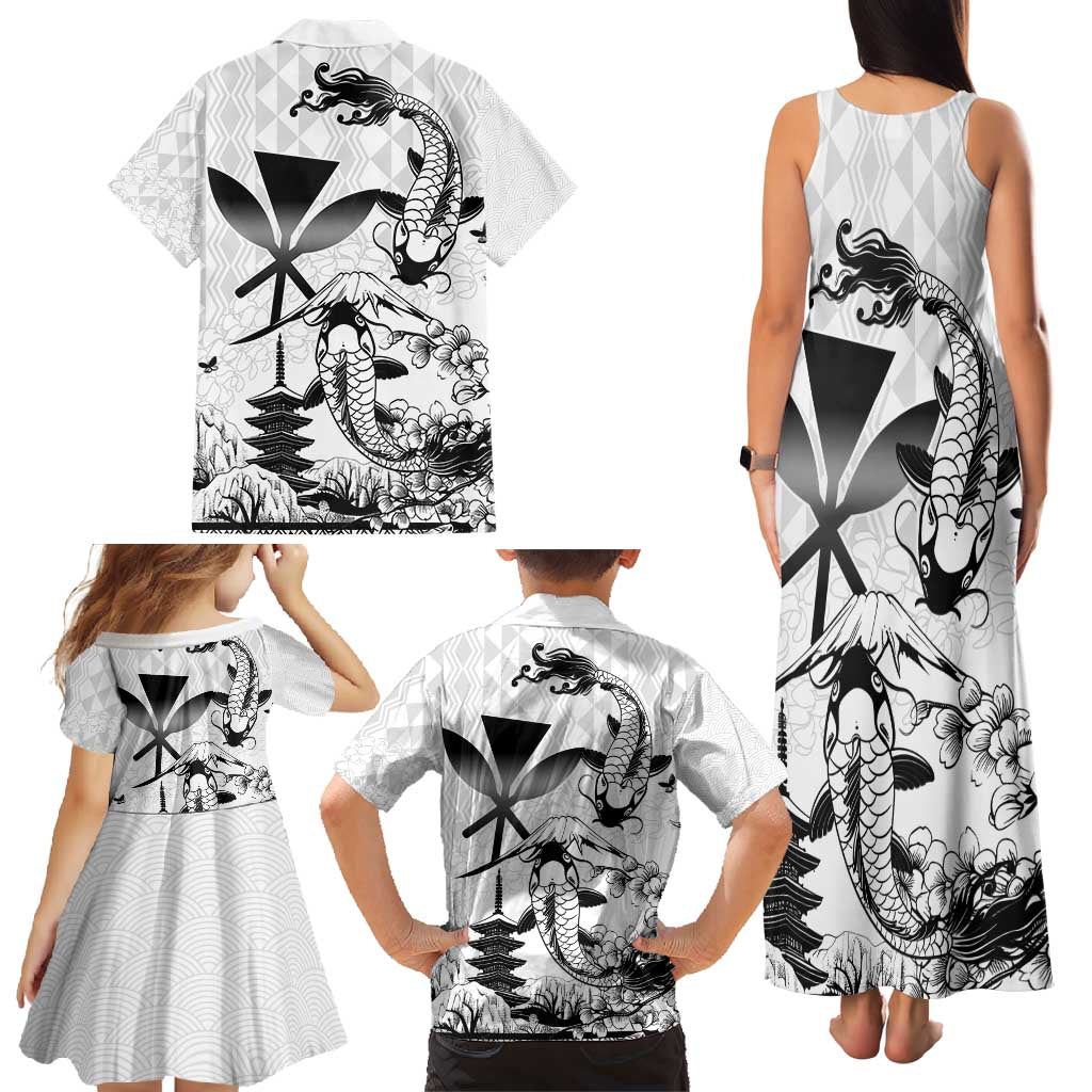 Japan And Hawaii Family Matching Tank Maxi Dress and Hawaiian Shirt Sakura Koi Fish Hawaiian Lei Kanaka LT14 - Polynesian Pride