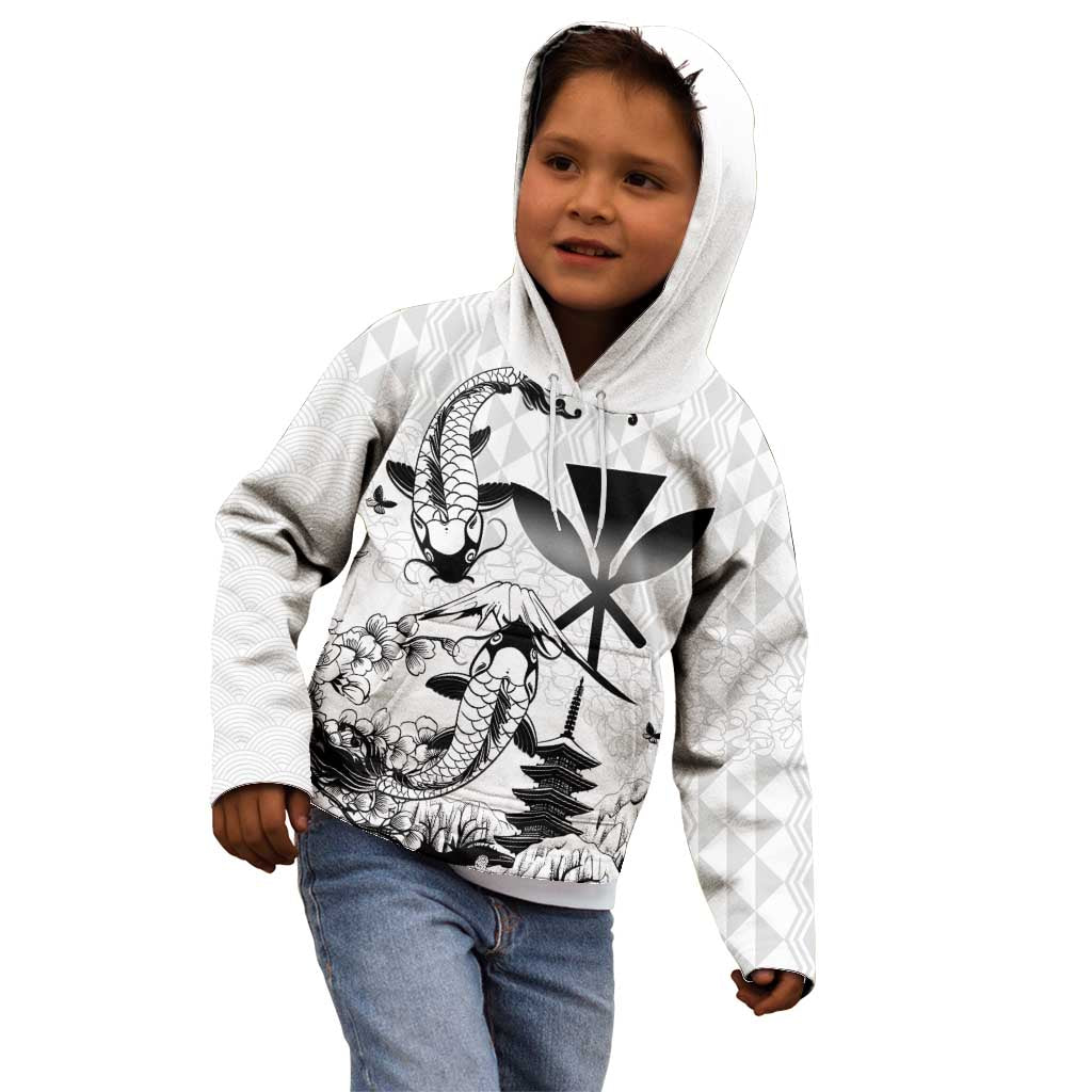 Japan And Hawaii Kid Hoodie Sakura Koi Fish Hawaiian Lei Kanaka LT14 - Polynesian Pride