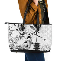 Japan And Hawaii Leather Tote Bag Sakura Koi Fish Hawaiian Lei Kanaka LT14 - Polynesian Pride