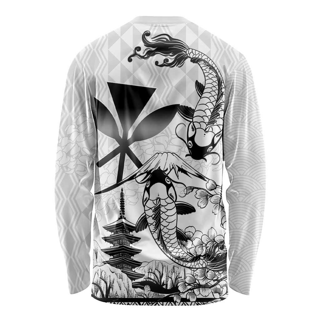 Japan And Hawaii Long Sleeve Shirt Sakura Koi Fish Hawaiian Lei Kanaka LT14 - Polynesian Pride